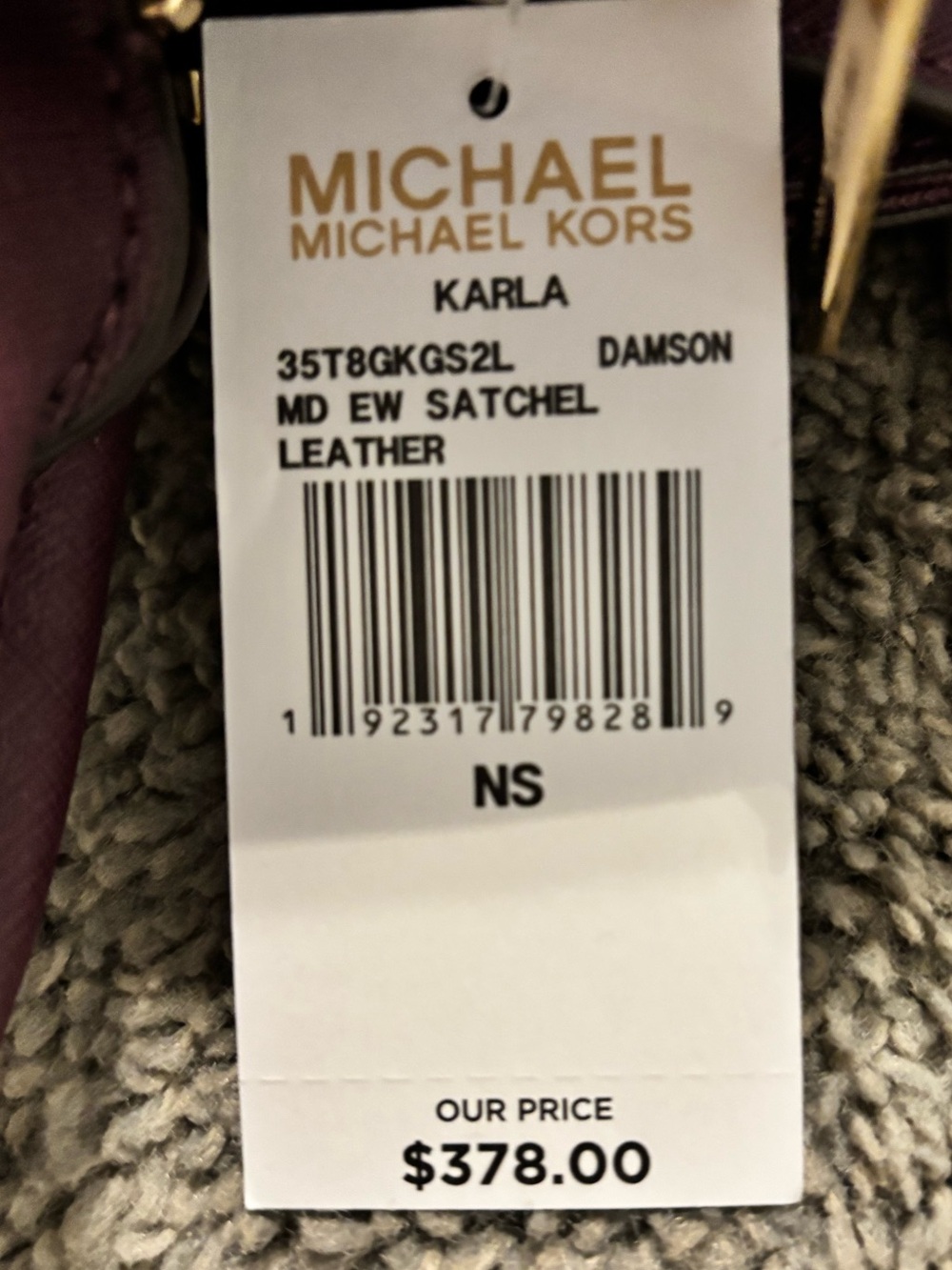 Michael Kors Plum Karla Saffiano Satchel with Gold Hardware Brand NWTs - Picture 4 of 13